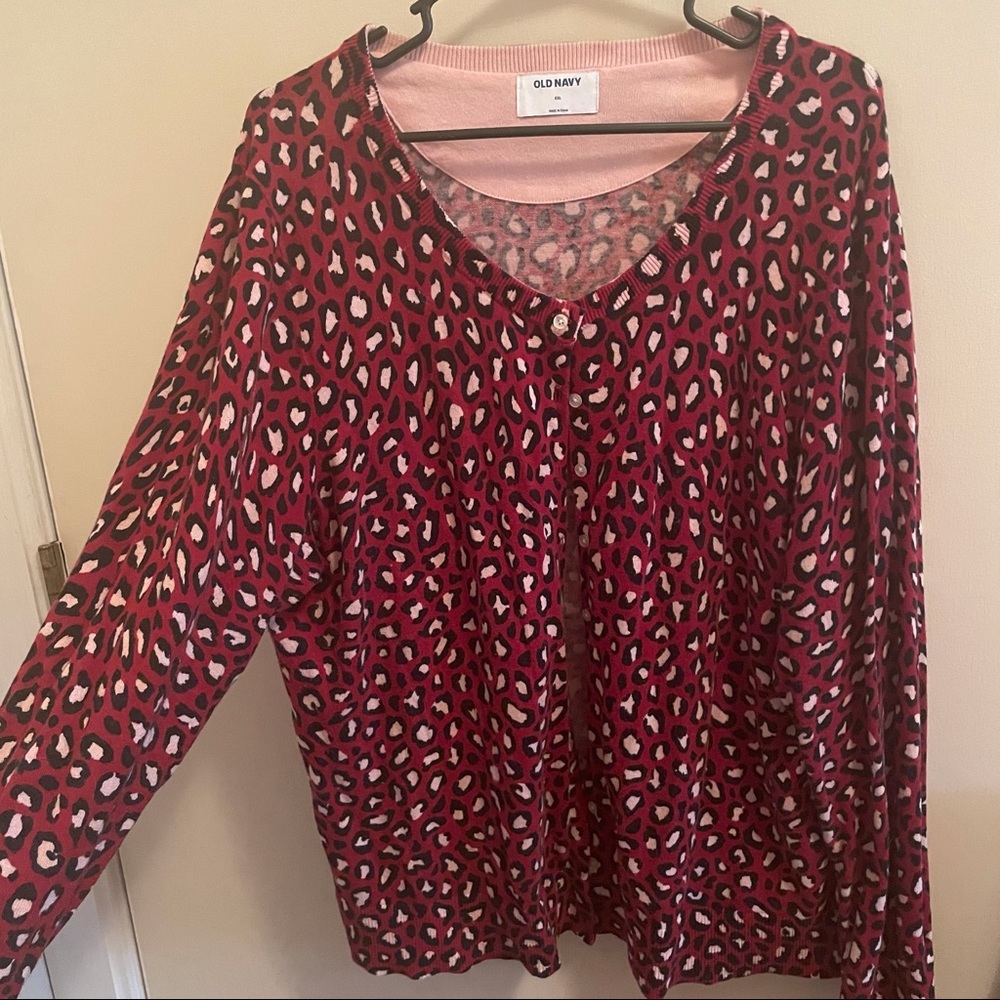 Pink Leopard Print Old Navy Cardigan